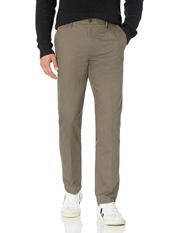 Goodthreads Pantalón Chino de Vestir Elástico, Cómodo, sin Arrugas y con Ajuste Atlético Hombre, Gris Topo, 35W   28L Online Sale