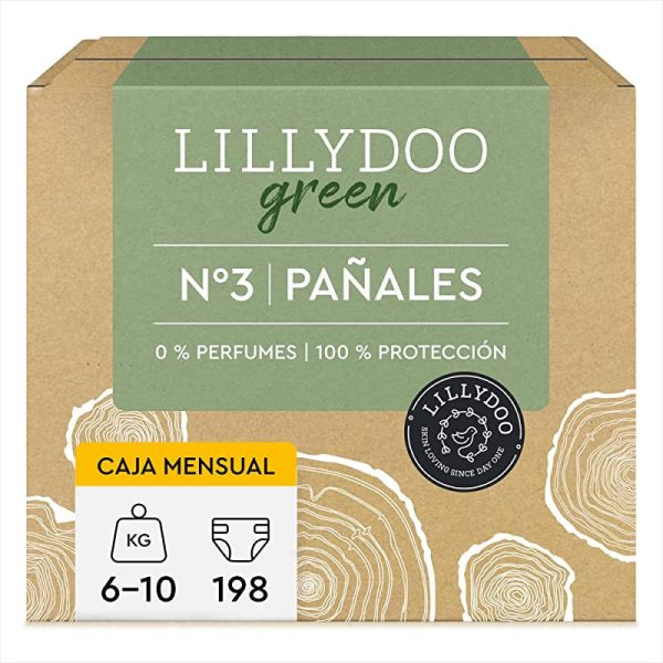 Pañales LILLYDOO green con un impacto ambiental reducido, talla 3 (6-10 kg), 198 pañales, PACK AHORRO (FSC Mix) Embalaje Deteriorado Discount