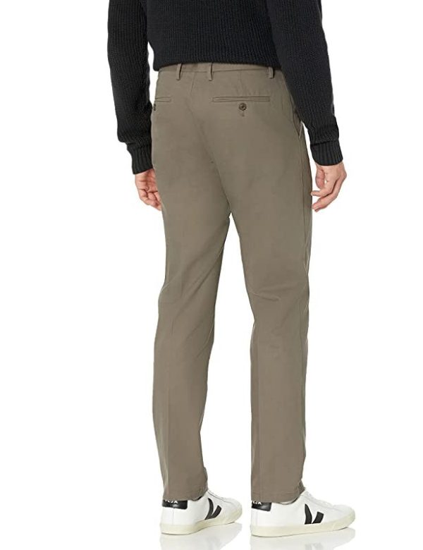 Goodthreads Pantalón Chino de Vestir Elástico, Cómodo, sin Arrugas y con Ajuste Atlético Hombre, Gris Topo, 35W   28L Online Sale