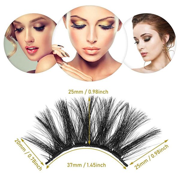 Sibba Pestañas Postizas de Múltiples Capas 10 Pares de Pestañas Postizas 25 mm Visón Sintético Wispy Largo Grueso Tira Esponjosa Maquillaje Ojos Paquete PestañAs para Cosplay Herramientas de Belleza Embalaje Deteriorado on Sale