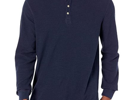 Goodthreads Camisa Henley Térmica de Hilo Flameado y Manga Larga Hombre, Azul Marino, 3XL Alto Cheap